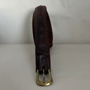 3D Ranch Mens Leather Belt Sz 34 Brown Western Ranger Style Brass Buckle